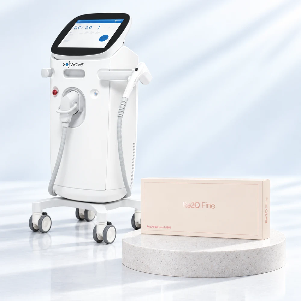 Eye Sofwave 100 نبضة + Re2O Fine 2cc — صورة مركبة لمنتجات الباقة والجهاز